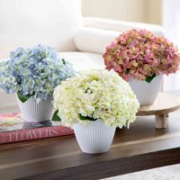 Faux Hortensie Bouquet Frühling Sommer All Seasons Arrangement in White Ridge Planter Vase - Sechs Farben von DarbyCreekTrading