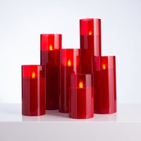 Große Bewegliche Flammenlose Led Bernsteinglas-stumpenkerzen Mit Fernbedienung - 3Er-Set von DarbyCreekTrading