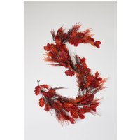 Herbst Flamme - Burgunderrot Eichenblatt Mit Flocked Brunnen Gras & Eicheln Tischläufer Mantelgirlande von DarbyCreekTrading