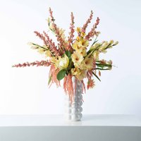 Malibu Dreams - Lemonade Gladiolus & Protea Mit Koralle Amaranth Frühling Sommer Faux Floral Arrangement in Keramik Bubble Vase von DarbyCreekTrading