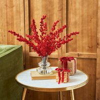 Roter Ilex Winterbeere in Überlagerter Glasvase-Weihnachtsfeiertags-Arrangement von DarbyCreekTrading