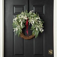 Unter Dem Mistelzweig Weihnachts-Haustürkranz Mit Roter Schmaler Schleife von DarbyCreekTrading