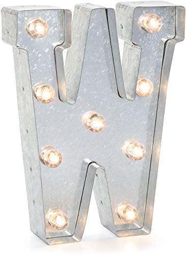 Darice LED Metal-Buchstabe W, Metall, Silver, 25.5 x 19 x 5 cm von Darice