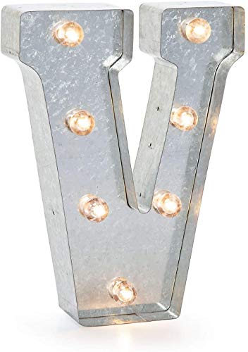 Darice LED Metal-Buchstabe V, Metall, Silver, 25.5 x 19 x 5 cm von Darice