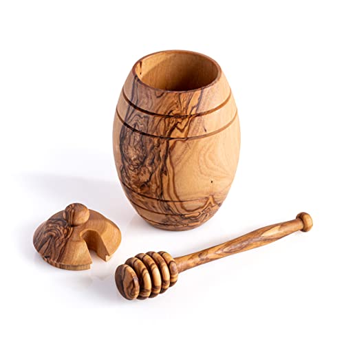 Darido Natürlicher Olivenholz Honigtopf Mit Löffel - Handgefertigt - 12x8 Cm - Haushalts-Honigbehälter aus Holz Mit Deckel Und Honiglöffel Holz - 12 X 8 Honigglas Mit Honiglöffel Olivenholz Darido Natürlicher Olivenholz Honigtopf Mit Löffel - Handgefertigt - 12x8 Cm - Haushalts-Honigbehälter aus Holz Mit Deckel Und Honiglöffel Holz - 12 X 8 Honigglas Mit Honiglöffel Olivenholz von Darido