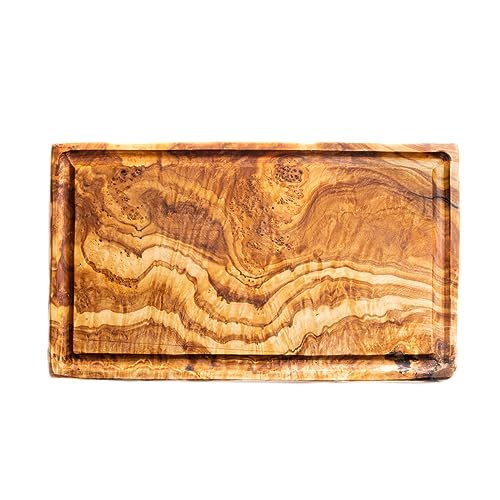 DARIDO Rustikales küchen schneidebrett holz natürlichem mit rille - frühstücksbrettchen handgefertigt - 30x18 cm - Küchenbrett für Gemüse, Obst und Fleisch - Tischbrett wohnmobil zubehör von Darido