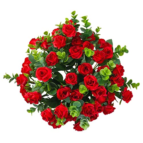 Dariokki 3 Pack Gef?Lschte Seiden Rose Zur Dekoration Faux Blumenstrau? f¨¹r DIY Vase Zuhause Hochzeit Party (Rot) von Dariokki