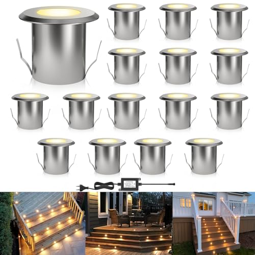 DarisingSun 16er LED Deckenstrahler Einbauleuchte, Ø39mm 0,5W Terrassen Einbaustrahler Aussen 12V IP67 Wasserdicht Aluminium Bodeneinbaustrahler für Küche Garten Weg Treppen Balkon Terrasse (warmweiß) DarisingSun 16er LED Deckenstrahler Einbauleuchte, Ø39mm 0,5W Terrassen Einbaustrahler Aussen 12V IP67 Wasserdicht Aluminium Bodeneinbaustrahler für Küche Garten Weg Treppen Balkon Terrasse (warmweiß) von DarisingSun