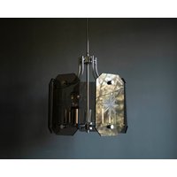 Mid Century Modern Kronleuchter/Grünes Rauchglas Pendelleuchte Im Fontana Arte Veca Stil Vintage Hängelampe Emi Poljcane Jugoslawien von DarjaDarjuska