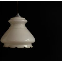 Mid Century Opalin Glas Pendel/70Er Deckenlampe Vintage Space Age Decke Weißes Blumenlampe von DarjaDarjuska