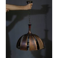 Vintage "Moonscape' Kupfer Deckenlampe/Werner Schou Style 1960Er Jahre Mcm Pendelleuchte von DarjaDarjuska
