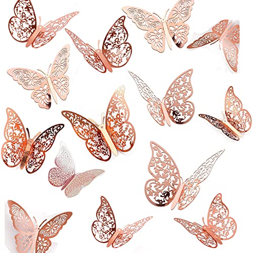 36Stk 3d Schmetterlinge Deko für Die Wand Schmetterling Wandtattoo zum Kleben Wand Dekor Wanddekoration Wanddeko für Die Wand Schmetterling Dekorationen Wand-Dekor (Roségold) von Darkyoun