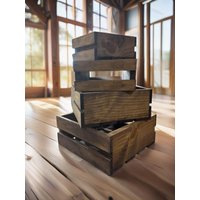 Rustikale Holz-Nistkisten - Set Mit 4 Bauernhaus-Aufbewahrungsboxen von DarlasStudio66