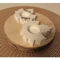 Herbst Tischdeko - Teelichthalter Blatt Kerzenhalter ‚Hallo Herbst' Geschenkidee Herbstdeko von DarleensBastelecke