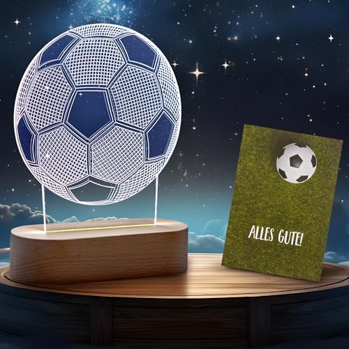 Darlena 3D Fußball Nachtlicht | Fussball Geschenke Jungen 0-15 Jahre | Fußball Geschenke für Jungs zum Geburtstag oder Weihnachten | LED Nachttischlampe Kinder dimmbar | Kinderzimmer Deko Junge von Darlena