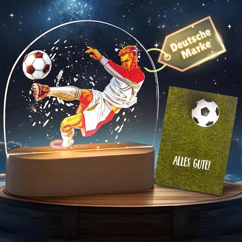 Darlena Fußballspieler Nachtlicht | Fussball Geschenke Jungen 0-15 Jahre | Fußball Geschenke für Jungs zum Geburtstag & Weihnachten | LED Nachttischlampe Kinder dimmbar | Kinderzimmer Deko Junge von Darlena