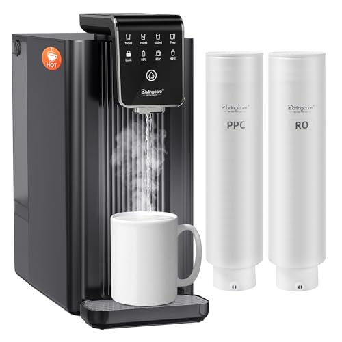 Darlingcare Osmoseanlage Trinkwasser Heißwasserspender Wasserfilter Trinkwasser mit Umkehrosmosesystem RO PPC Filter TDS Überwachung und Filterlebensdauer einstellbare Temperatur keine Installation von Darlingcare