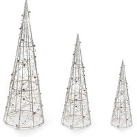 Lichter-Kegel Aus Draht Mit Perlenkette Verziert Und Led von DaroDeko