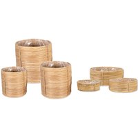 Rattan Korb Topf Oder Schale Rund Mit Einsatz Blumentopf Geflochten Aufbewahrungskorb Übertopf Blumenkorb von DaroDeko
