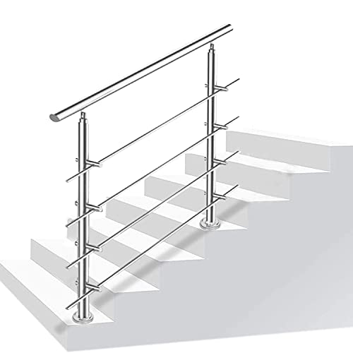 Daromigo 120cm Edelstahl Handlauf Geländer mit 4 Querstreben, Handlauf Winkelverstellbar, Ø 42mm Treppengeländer Edelstahl für Innen und Außen,Treppen, Balkon von Daromigo