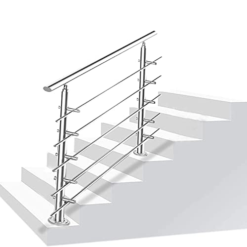 Daromigo 120cm Edelstahl Handlauf Geländer mit 5 Querstreben, Handlauf Winkelverstellbar, Ø 42mm Treppengeländer Edelstahl für Innen und Außen,Treppen, Balkon von Daromigo