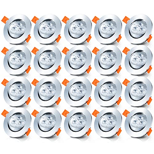 Daromigo 20er 3W LED Einbaustrahler, 230V Flach Bad Spot Ersetzt 30W Halogen, IP44 Einbauleuchten, Schwenkbar Deckenstrahler, 210lm Kaltweiß 6500k Deckenspots, Ø65 mm Lochbohrung Daromigo 20er 3W LED Einbaustrahler, 230V Flach Bad Spot Ersetzt 30W Halogen, IP44 Einbauleuchten, Schwenkbar Deckenstrahler, 210lm Kaltweiß 6500k Deckenspots, Ø65 mm Lochbohrung von Daromigo