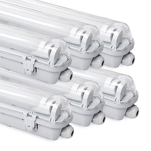 Daromigo 24w LED Feuchtraumleuchte Wannenleuchte 150cm, 2040lm Kaltweiß 4000k T8 LED Röhre, IP65 Wasserfest Feuchtraumlampe Werkstattlampe für Garage, Keller, Büro - 6 Stück von Daromigo