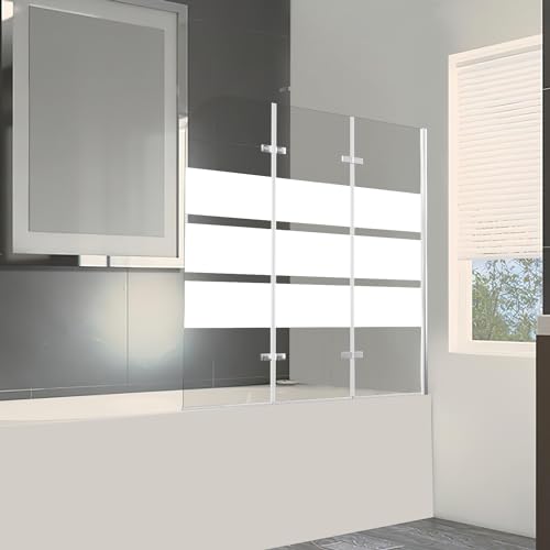 Daromigo Duschwand für Badewanne, 120x140cm Faltbar Duschwand Badewanne 3-Teilig,mit 6mm ESG Sicherheitsglas,Badewannen Duschwand Weiße Streifen,Glas Badewannenwand Daromigo Duschwand für Badewanne, 120x140cm Faltbar Duschwand Badewanne 3-Teilig,mit 6mm ESG Sicherheitsglas,Badewannen Duschwand Weiße Streifen,Glas Badewannenwand von Daromigo