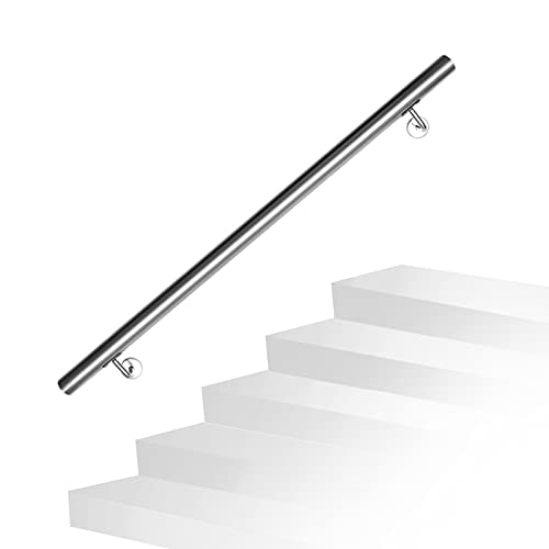 Daromigo Edelstahl Handlauf Treppengeländer Geländer Wandhandlauf Wand Treppe mit Wandhalterung und Endkappen, Treppengeländer Innen und Außen für Treppen, Brüstung, Balkon, Länge: 100 CM von Daromigo