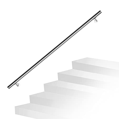 Daromigo Edelstahl Handlauf Treppengeländer Geländer Wandhandlauf Wand Treppe mit Wandhalterung und Endkappen, Treppengeländer Innen und Außen für Treppen, Brüstung, Balkon, Länge: 160 CM von Daromigo