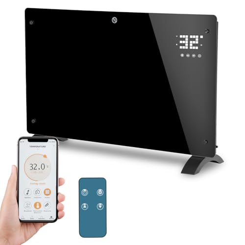 Daromigo Elektroheizung Glaskonvektor 2000W,Konvektor Heizung mit Thermostat& WiFi Fernbedienung,Elektroheizkörper IP24,Elektroheizung Wandmontage,Mobile Infrarotheizung Energiesparend,Schwarz Daromigo Elektroheizung Glaskonvektor 2000W,Konvektor Heizung mit Thermostat& WiFi Fernbedienung,Elektroheizkörper IP24,Elektroheizung Wandmontage,Mobile Infrarotheizung Energiesparend,Schwarz von Daromigo
