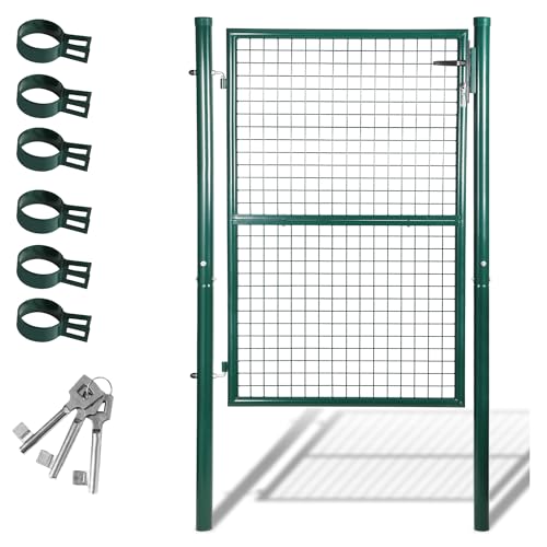 Daromigo Gartentor, 150x100 Robust Zauntor Hoftor, Metall Gartentür aus verzinktem Stahl, Zauntür Gartenzaun inkl. Griff, Schloss und 3 Schlüsseln, Gartenpforte, Grün von Daromigo