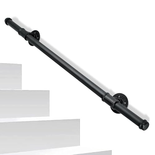 Daromigo Handlauf Treppe, Geländer Treppengeländer Innen & Außen, Handlauf Schwarz, Wandhandlauf Inklusive Montagematerial, Treppe Wandhalter Haltegriff Stange, für Treppen, Brüstung, Balkon (100 cm) von Daromigo