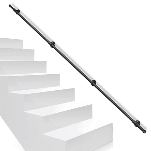 Daromigo Handlauf Treppe, Geländer Treppengeländer Innen & Außen, Handlauf Schwarz, Wandhandlauf Inklusive Montagematerial, Treppe Wandhalter Haltegriff Stange, für Treppen, Brüstung, Balkon (300 cm) von Daromigo