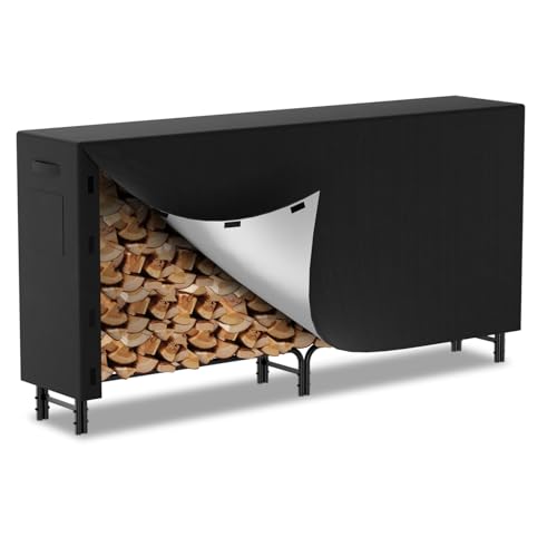 Daromigo Kaminholzregal Metall 244x34.5x124cm Brennholzregal mit Schutzhülle Stahlrahmen Pulverbeschichtet Kaminholzunterstand 300kg Wasserdicht Holzlager für Terrasse Garten von Daromigo