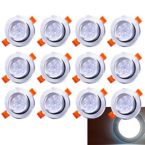 Daromigo LED Einbaustrahler Spots ultra flach 5W 230V IP20, 420 Lumen 12er Set Kaltweiß 6500K Ausschnitt 80mm,CRI 75,Einbauleuchten Decken Spot,für Schlafzimmer Badezimmer Wohnzimmer [Energieklasse A] von Daromigo