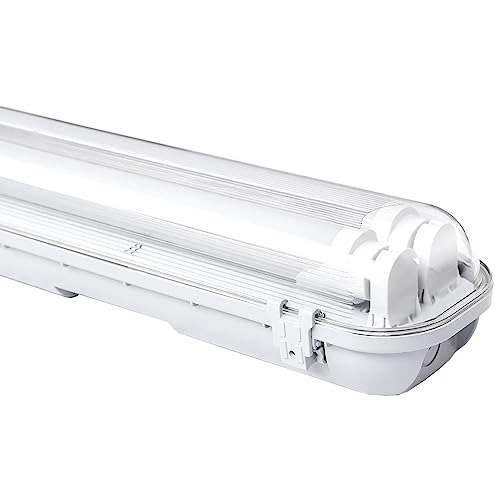 Daromigo LED Feuchtraumleuchte Wannenleuchte 150cm, 2 x 24w 4800LM Neutralweiß 4500K Doppelt T8 LED Röhre, IP65 Wasserfest Feuchtraumlampe Werkstattlampe für Garage, Keller, Büro (1 Stück) von Daromigo