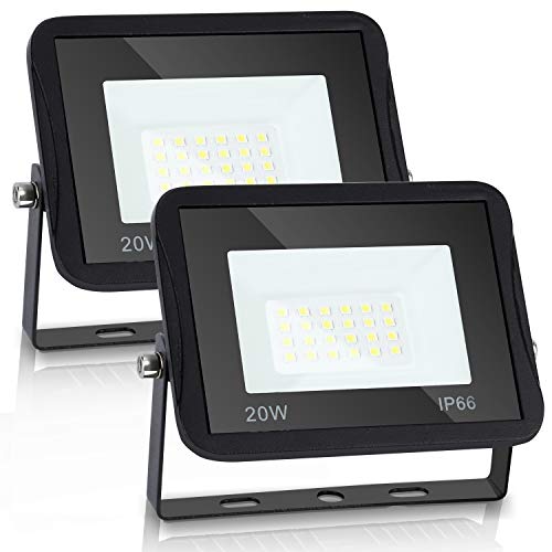 Daromigo LED Strahler Außen 2 Stück 20W, Scheinwerfer 1700LM 3000K Warmweiß IP65 Wasserfest für Hinterhof, Flur, Garage von Daromigo