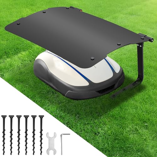 Daromigo Mähroboter Garage Überdachtes Carport für Mähroboter Dach, Garage für Mähroboter Rasenmäher Witterungsbeständig 73 x 57 x 40cm Material Metall+Kunststoff von Daromigo