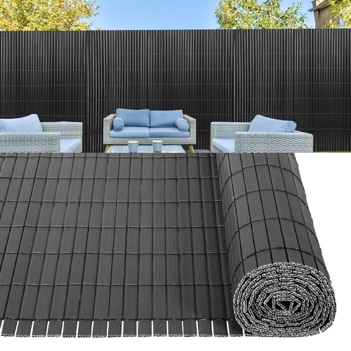 Daromigo PVC Sichtschutzmatte 140×1000cm, Sichtschutz Garten mit Innenverstärkung, Sichtschutz Balkon mit Kabelbinder, Sichtschutz Zaun Wetterfest und UV-Schutz (Grau) von Daromigo