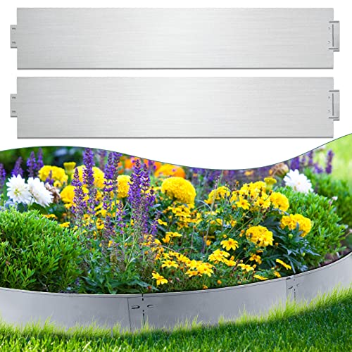 Daromigo Rasenkante Metall 25m-25 stück 18cm Verzinkt Mähkante Metall Anpassbare Flexibel Beetumrandung Beeteinfassung für Gartenpflanzen Gemüseanbau Floral von Daromigo