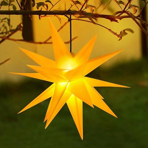 Darryy 60cm Led Stern Weihnachtsstern mit 5m Lichterkette, Explosion Sterne, Beleuchteter Stern, für Innen-, Außen-, Weihnachten-, Party- und Geburtstagsdekoration (Gelb) von Darryy