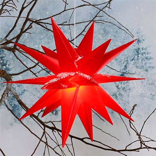 Darryy 60cm Led Stern Weihnachtsstern mit 5m Lichterkette, Explosion Sterne, Beleuchteter Stern, für Innen-, Außen-, Weihnachten-, Party- und Geburtstagsdekoration (Rot) von Darryy