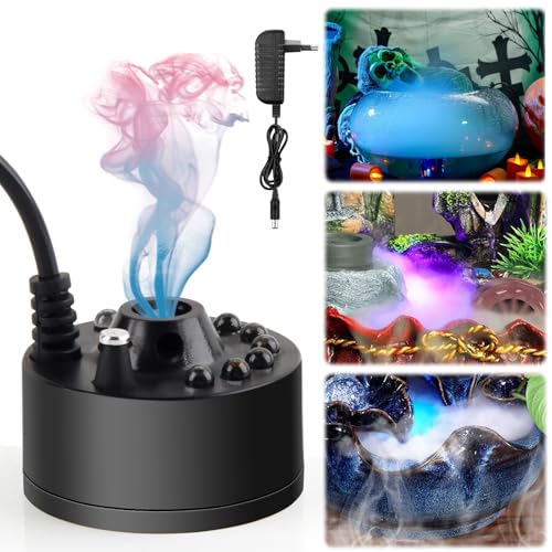 Darryy Nebelhersteller, Nebler Ultraschall Vernebler mit LED, Brunnen Wassernebler Fogger 350ML/H, Nebelgerät (mit EU Plug), Nebelmaschine Halloween von Darryy