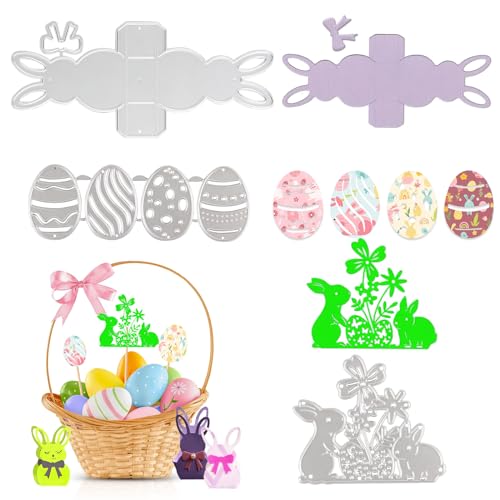 3 Set Stanzschablonen Ostern,Darryy Stanzschablone Hasen,Prägeschablonen,Stanzformen Schablonen Für Scrapbooking,Karten,Handwerk Prägen DIY Herstellung Ostern Geschenk Cutting Dies von Darryy