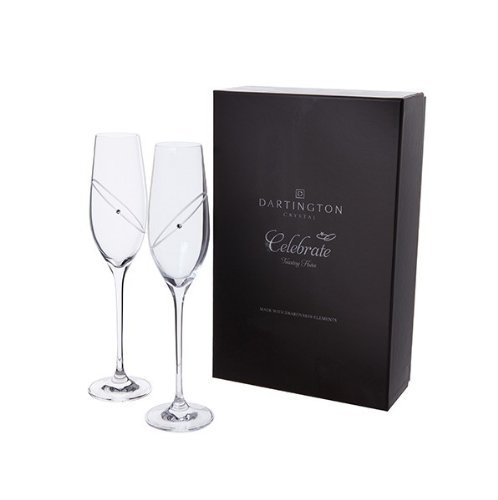 personalisierbar Dartington Celebration Glitz Champagner Flöten Brille Klar – mit eigenen Nachricht von Dartington Crystal