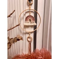 Kinderzimmer Dekoration „Rosenkind Loop"/ Makramee Regenbogen Mädchen/ Rosa/Personalisiertes Kindergeschenk von Daruschka