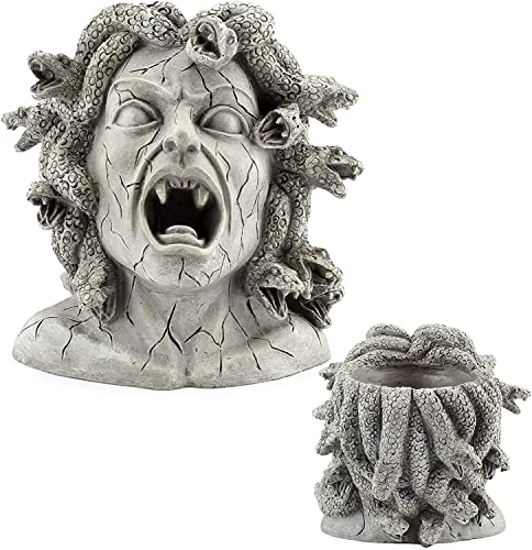 Darware Pflanzgefäß Medusa-Kopf, Kunstharz, groß, Gartendekoration, Statue, Blumentopf von Darware