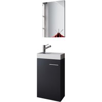 VCM Waschraum-Set mit Waschtisch und Spiegel, schwarz von Jungheinrich PROFISHOP