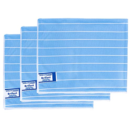 Das blaue Wunder Brillant Reinigungstuch 3er Set BLAU 40x50cm I Putztücher mit Bambusfasern I Streifen- und fusselfrei I Fenstertuch I saugstark von Das blaue Wunder
